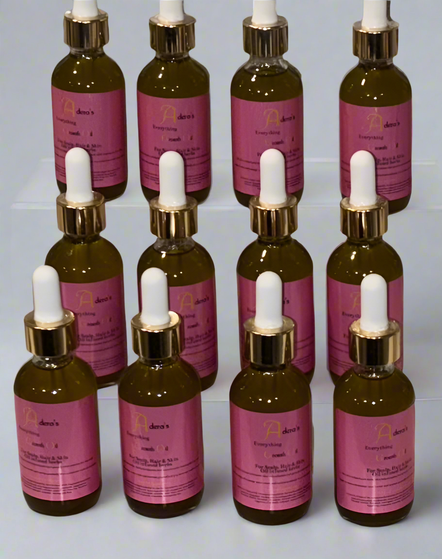 Aderas Everything Hair Growth Oil for Scalp , Hair and body 3.4oz size glass dropper bottle