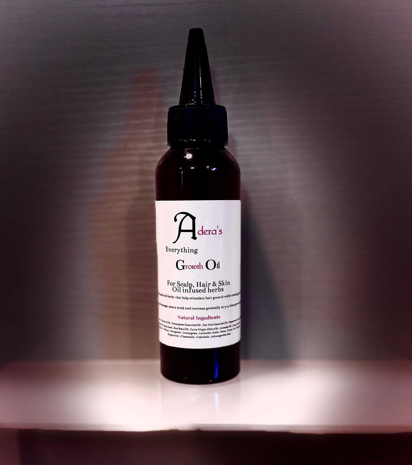 Aderas Everything Hair Growth Oil for Scalp , Hair and body 3.4oz size glass dropper bottle