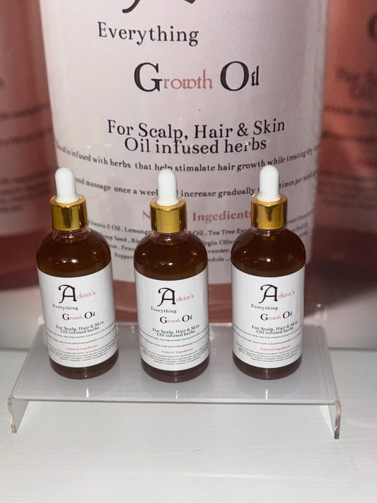 Aderas Everything Hair Growth Oil for Scalp , Hair and body 3.4oz size glass dropper bottle